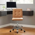 thumbnail image 3 of Modway Prim Armless Vegan Leather Drafting Chair in Silver Tan, 3 of 10
