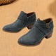 thumbnail image 2 of NECHOLOGY Botas Mujer Adulto Femenino Zapatos Botines mujer Cuero Artificial Otoño E Invierno Tacones Bajos Gruesos Cremallera Botines Cortos Zapatos De Punta Redonda (Blue, 9), 2 of 5