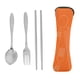 thumbnail image 1 of Vajilla para acampar - Palillos portátiles de acero inoxidable con cuchara y tenedor con bolsa de almacenamiento Juego de cubiertos para acampar(naranja), 1 of 5