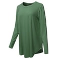 thumbnail image 2 of A2Y Women's Premium Solid Long Sleeve Round Hem Crew Neck Top Shirt Army Green 3XL, 2 of 7