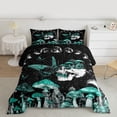 thumbnail image 2 of jejeloiu Cyan Fungus Mushroom Queen Comforter Set,Bohemian Rustic Plant Bedding Comforter Set For Adults Reversible 3-Piece, 2 of 8