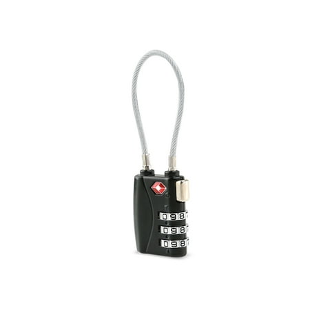 Mini TSA Approved Security Cable Luggage Lock 3-Digit Combination Password Lock Padlock (Black)