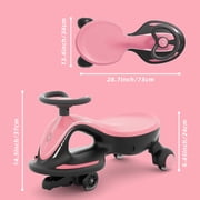 Korimefa 6V Electric Wiggle Car,Load 66 lbs,Wiggle Scooter with Rechargeable Battery & LED Flashing Wheels, Anti-Rollover & Flexible Steering, Outdoor Ride on Toys for Kids 3 Years and up (Pink)