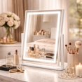 thumbnail image 1 of Hollywood Vanity Mirror with Lights, Lighted Makeup Mirror with 5X Magnification Mirror, 360°Rotation Touch Control 3 Color Lighting for Desks Bedroom Dressing Room, 1 of 5