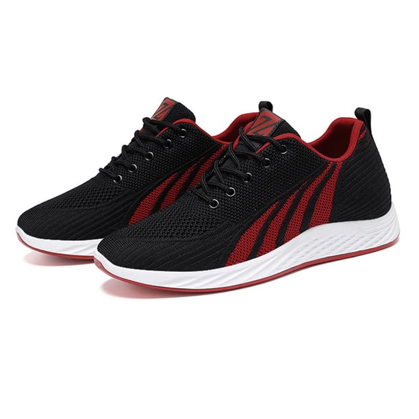 Zapatos Para Caminar Mocasines casuales para hombres Zapatos planos con cordones acolchados para deportes al aire libre (39 Black Red) Tmvgtek Para Estrenar