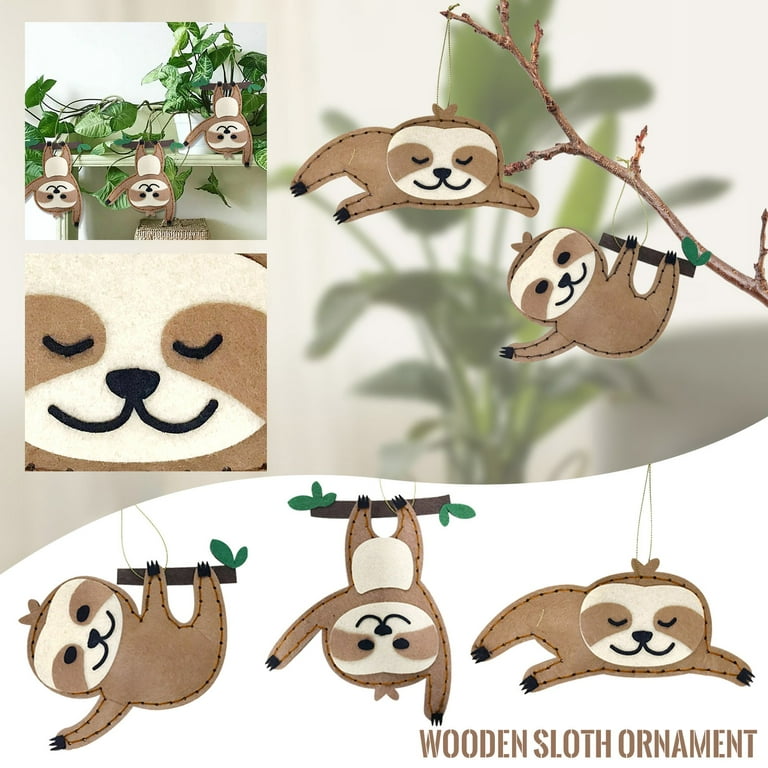 Heiheiup Combination Hanging Upside Down Wall Sloth Hanging Sloth Branch  Pendant Hangs Elastic String for Bracelets 