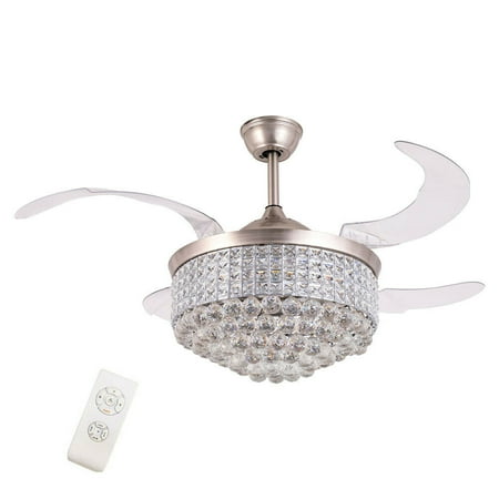 

TFCFL 42 Luxury Crystal Ceiling Fan Light LED 3 color changes Remote Control Chandelier 56W