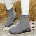 thumbnail image 5 of Lovzfmll Ankle Boots for Women, Plus Size Wedge Suede Side Zipper, Chunky Low Heel Round Toe Boots Casual Fall Gray Boots, 5 of 9