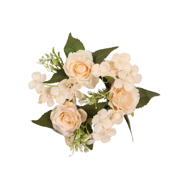 KoiLife Spring Wreaths for Front Door Spring Door Wreath 8" Artificial Floral Wreath with Cream Roses White Hydrangeas Greenery Wreath for Spring Home Decor Front Porch Decor Indoor or Outdoor Use