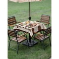 thumbnail image 5 of Square Outdoor Tablecloth with Umbrella Hole Farmhouse Coffee Time Outside Table Cloth Waterproof Patio Table Cover Vintage Gnomes DessertsBeige Burlap Zipper Tablecloths for Picnic 54x54 Inch, 5 of 8