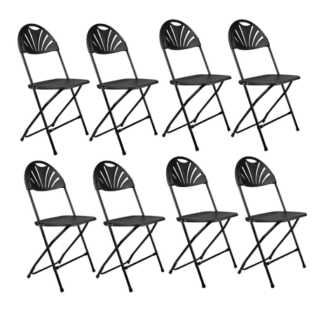 Black Fan Back Folding Chair (Steel-Poly Chair) – Set of 8 by Chivari