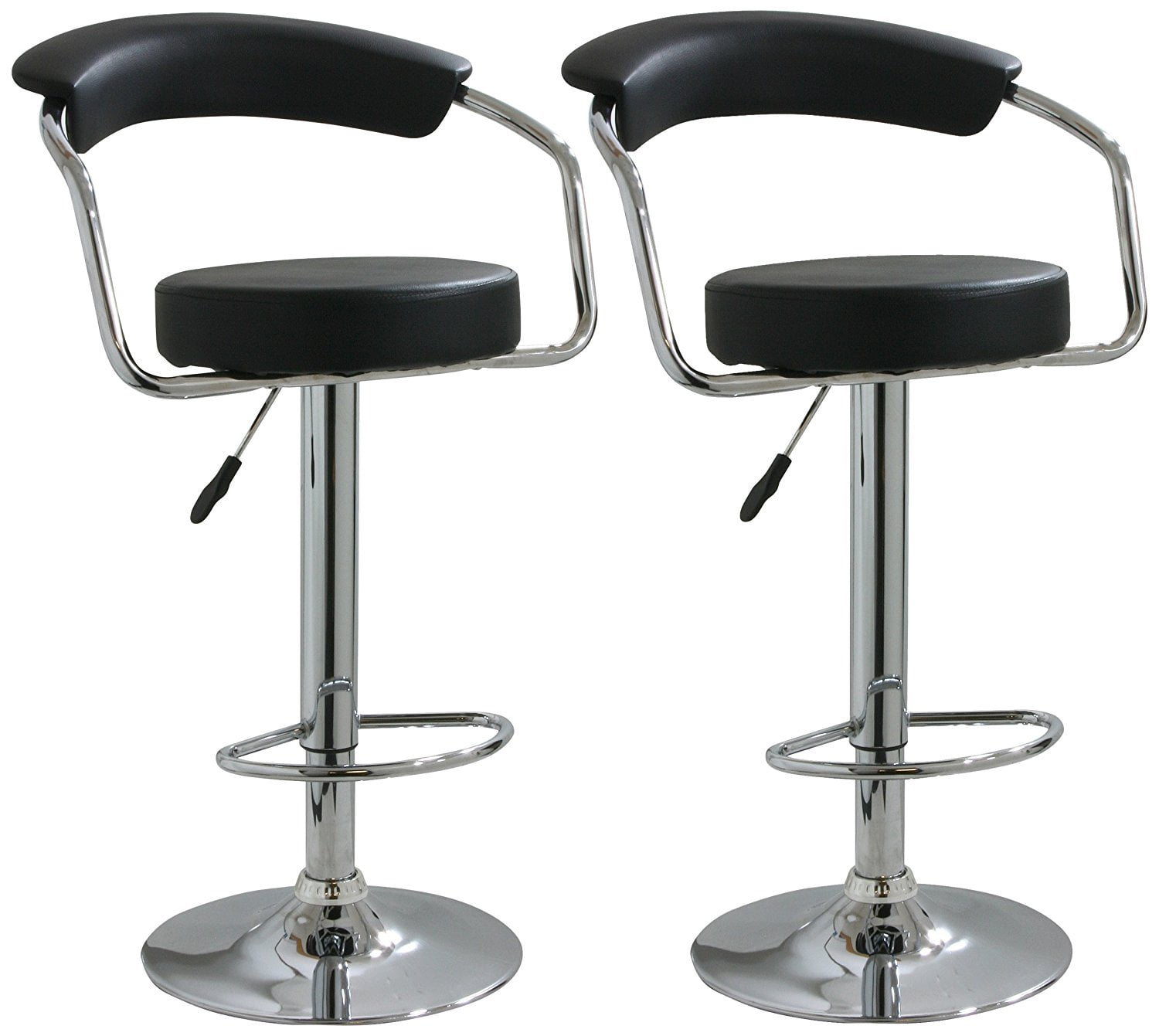 SET of 2 Bar Stools Black PU Leather Modern Hydraulic Swivel Dinning Chair B03 