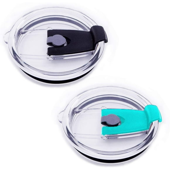 Couvercles de Remplacement pour Gobelet 20 OZ, (2 Pack) Couvercle Anti-Déversement et Résistant aux Éclaboussures pour Rambler, Ozark Trail, Rtic, Sans BPA & Compatible avec Paille, Noir+bleu