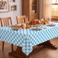 thumbnail image 4 of Sm:)e 3 Pack Blue and White Farmhouse Style Disposable Checkered Tablecloth 54x108 Inch, Yarn-Dyed Woven Table Cover for Dining Decor, Rectangle, 4 of 6