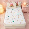 thumbnail image 4 of Manfei Festive Christmas Tree Zipper Queen Comforter Set with Fitted Sheet and 2 Pillowcases,Traditional Snowflake Bow Stars Zipper Bedding Set,White Pink,Christmas Reversible,4pcs, 4 of 8