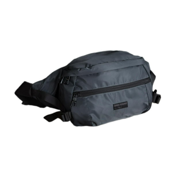 Bolso bandolera con correa de hombro ajustable de tela Oxford, bolsa de gran capacidad para el pecho Gris