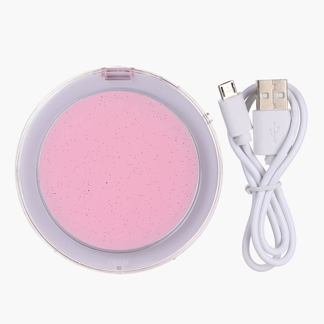 Espejo de bolsillo compacto plegable portátil Sensor inteligente luz LED espejo de maquillaje rosa