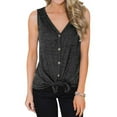 thumbnail image 4 of Chaleco Con Cuello En V Sin Mangas Con Lazo Al Frente Camiseta Mujer Verano Botón Top, Gris, S Speravity AP002390-05, 4 of 7