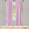 thumbnail image 4 of Ambesonne Cartoon Window Curtains, Bows and Buttons Ribbon, Each 28" W x 63" L, Pale Pink and Mauve, 4 of 4