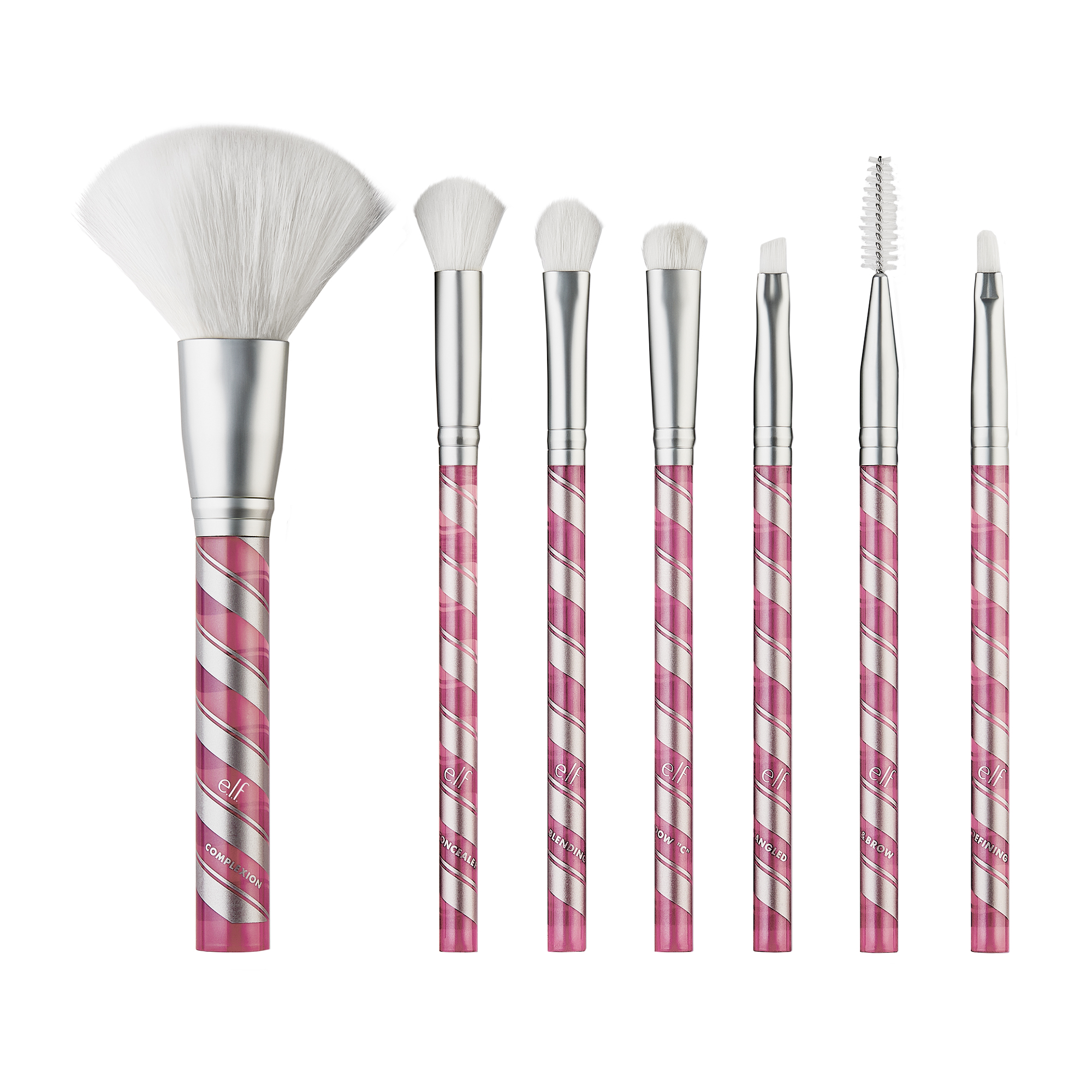 ($23 Value) e.l.f. Candy Cane 7 Piece Holiday Makeup Brush Set, Face & Eye - image 2 of 9