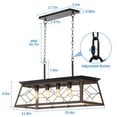 thumbnail image 3 of Dextrus 5-Light Farmhouse Rustic Pendant Light, Hanging Ceiling Light Chandelier for Kitchen Island, Living Room Bedroom-Black & Brown, 3 of 5