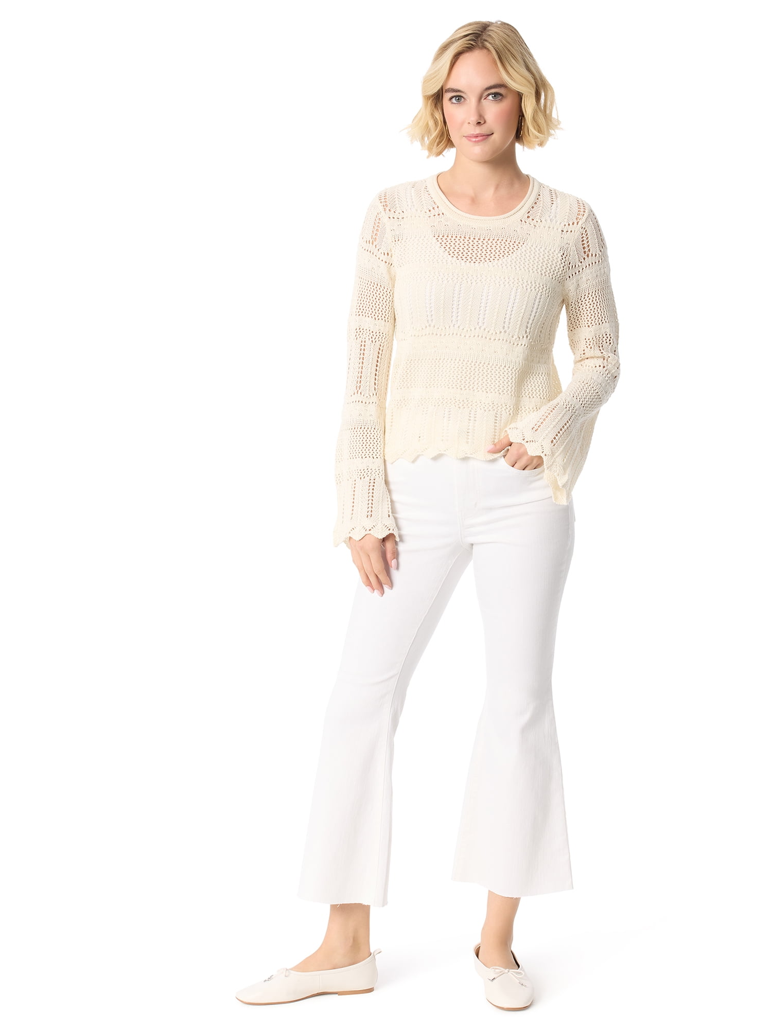 Jessica Simpson Women's and Women's Plus Pointelle Pullover, Sizes XS-5X