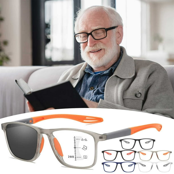 Gafas de lectura bifocales fotocromáticas Sport Intelligent para hombre - lentes HD multifoco, filtro de luz azul, montura ligera y flexible