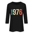 thumbnail image 4 of Women's Summer Pullover Tops Crew Neck 3/4 Length Sleeve Print Blouse Casual Comfy Vintage Birthday Gift Tees (3XL, Black), 4 of 4