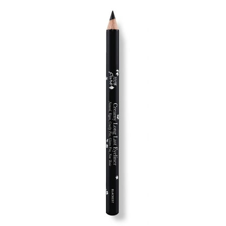 100% PURE Creamy Long Last Eye Liner Pencil - Long-Lasting, Natural & Easy to Apply Antioxidant-Rich Vegan Eye Makeup for All Skin Types - Fruit Pigmented Color Blackest (Dark Black) - 0.14 oz