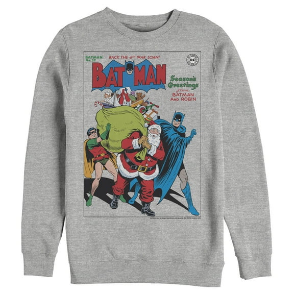 Men's Batman Christmas Vintage Season Greetings Sweatshirt Athletic Heather Medium