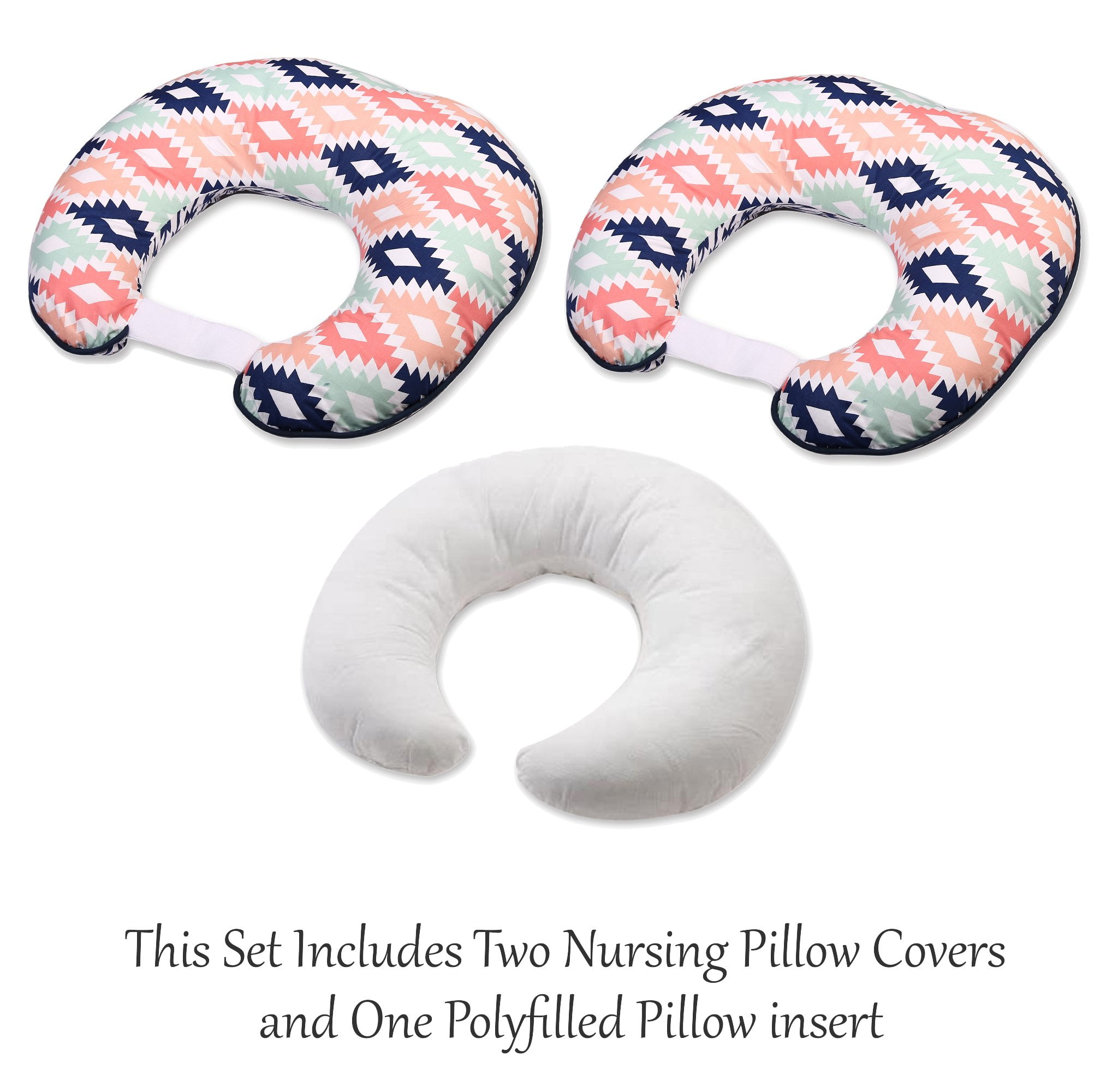 Pillow Cover Only, Aqua/Orange/Navy Aztec Hugster Nursing Pillow Bacati 