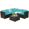 thumbnail image 2 of Costway 6PCS Patio Rattan Furniture Set Sectional Cushioned Sofa Deck Turquoise, 2 of 10