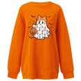 thumbnail image 4 of Womens Oversized Sweatshirts Vintage Halloween Ghost Bow Pumpkin Graphic Crew Neck Long Sleeve Pullover Streetwear Party Top Fall Winter Oversized Sweatshirts Orange S, 4 of 4