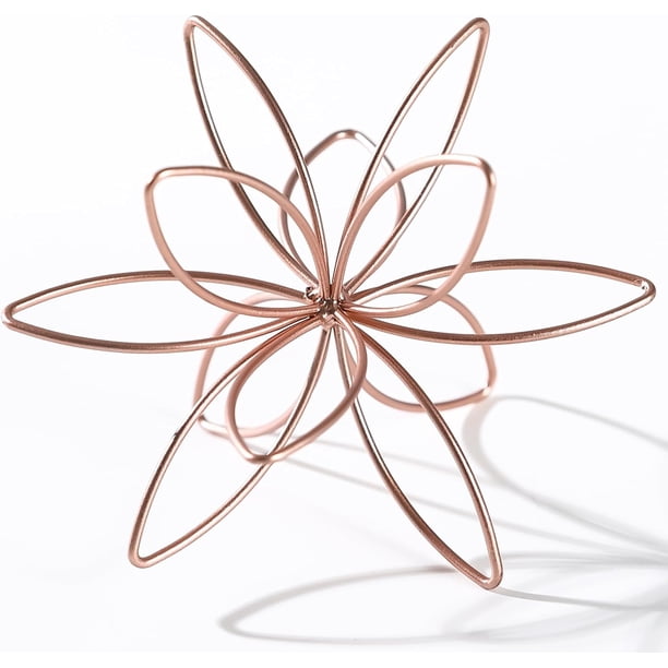 Decoración de esfera de metal de 8 pulgadas, escultura de mesa floral de metal, esferas decorativas de mesa abstractas para decoración del hogar (oro rosa)