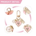 thumbnail image 3 of Encanto de llavero en forma de corazón para mujeres, llavero de bolsa de corazón lindo de metal con tulipanes y perlas para llavero de coche (Rosa/Dorado/Plata), 3 of 6