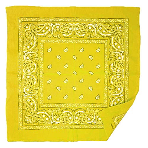allgala 12 Pack 100% Cotton Premium Bandanas Head Band Wrap Scarf-Yellow-HA55913
