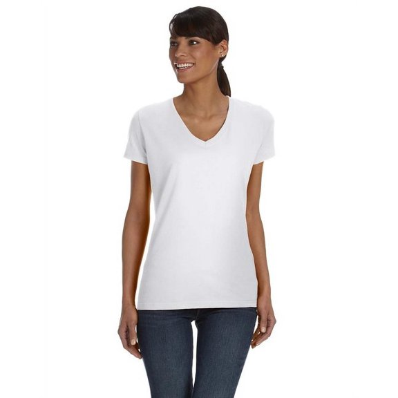 The Fruit of the Loom Ladies' HD Cotton V-Neck T-Shirt - WHITE - S