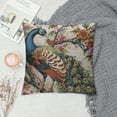 thumbnail image 2 of BCIIG Peacock Flowers Art Nouveau Graphic Decorative Cushion Throw Pillow Cover Short Plush High-Quality Home Furnishing 18x18in, 2 of 5