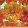 thumbnail image 2 of Ambesonne Orange Fabric by the Yard Microfiber, Antique Bohemian Poppies, 1 Yard, Burnt Orange White, 2 of 2