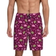 thumbnail image 1 of Balery Festive Flamingos Pantalones cortos de pijama de punto de algodón para hombre con cinturilla y bolsillos-X-Large, 1 of 6