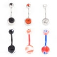 thumbnail image 1 of Belly Button Ring Package of 6 Navel Ring 3 Surgical Steel with CZ  and 3 Flexi, 1 of 4