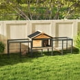thumbnail image 2 of PawHut Rabbit Hutch Outdoor, 85"L Large Wooden Bunny Cage with Run Box, 2 of 10