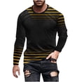 thumbnail image 1 of Blusas y camisas de manga larga con cuello redondo para hombre, blusa informal de manga larga con cuello redondo y estampado de rayas, blusa de poliéster para hombre, 1 of 4