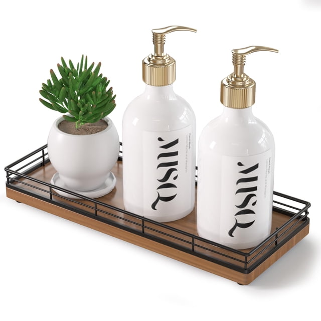 Bandeja decorativa Focusonit de madera de roble de 11,2 litros para mesa de café