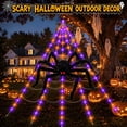 thumbnail image 5 of DAYBETTER Halloween Spider Web Lights, 5FT Giant Spider, 250 LED Holiday Lights, Remote Control Waterproof for Indoor Outdoor Yard Party Halloween Decorations (Purple & Orange), 5 of 7