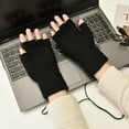 thumbnail image 3 of Heated Gloves Fingerless Double-Sided Heating Knitted Winter USB Heated Gloves Typing Mitten for Women Men, 3 of 8