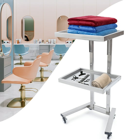 Miumaeov 2 Tiers Rolling Trolley Cart Hair Salon Spa Beauty Instrument Storage Tray Cart With Wheels