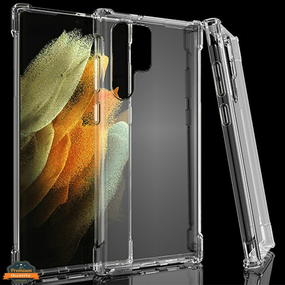 Xpression Case for Samsung Galaxy S22 Ultra HD Crystal Clear Hybrid [Four-Corner Protective] Rubber Shockproof Gummy Gel Bumper Transparent Phone Cover [Clear]