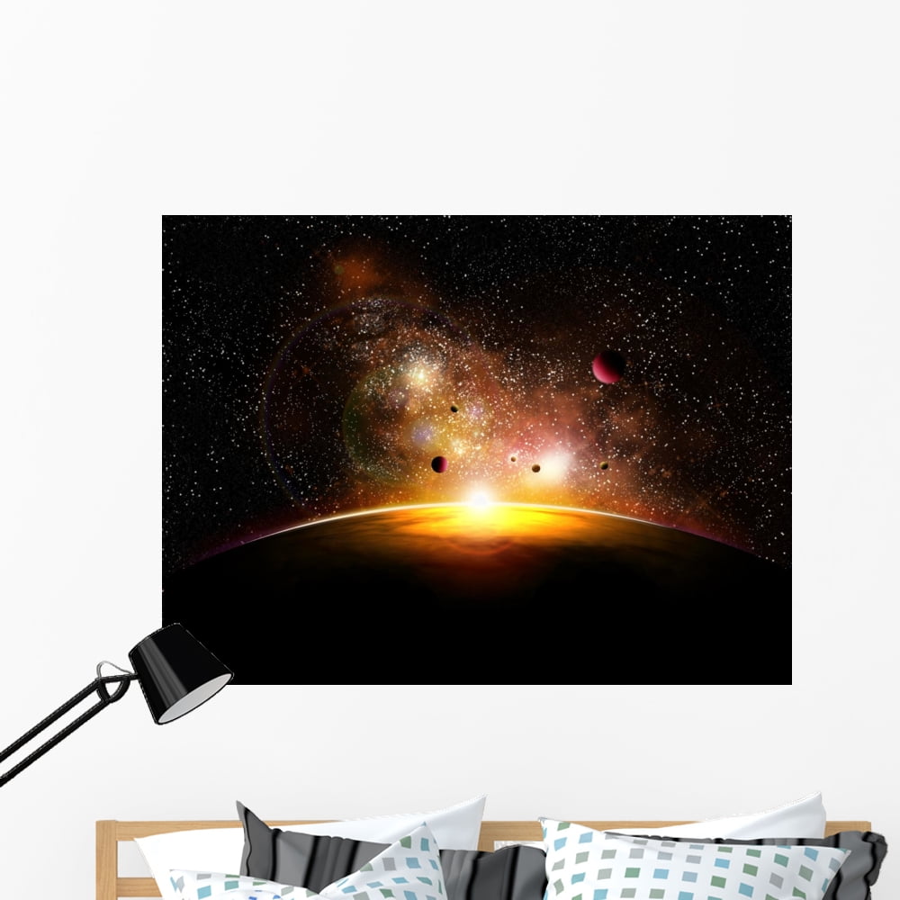 Space and Planets with Wall Mural by Wallmonkeys Peel and Stick Graphic ...
