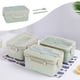 thumbnail image 1 of Fiambrera Bento de 3 compartimentos para adultos y recipiente hermético para alimentos de 1000 ml apto para microondas con palillos y cuchara, color rosa, verde y azul., 1 of 6